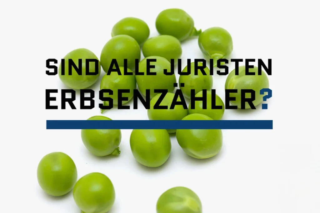 Ausschnitt aus der neu gestalteten Website für eine Anwaltskanzlei mit dem provokativen Spruch "Sind alle Juristen Erbsenzähler?"
