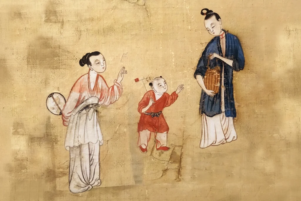 Bild mit Szene aus aus der Chinesischen Seidentapete, Stiftung Schloss Dyck